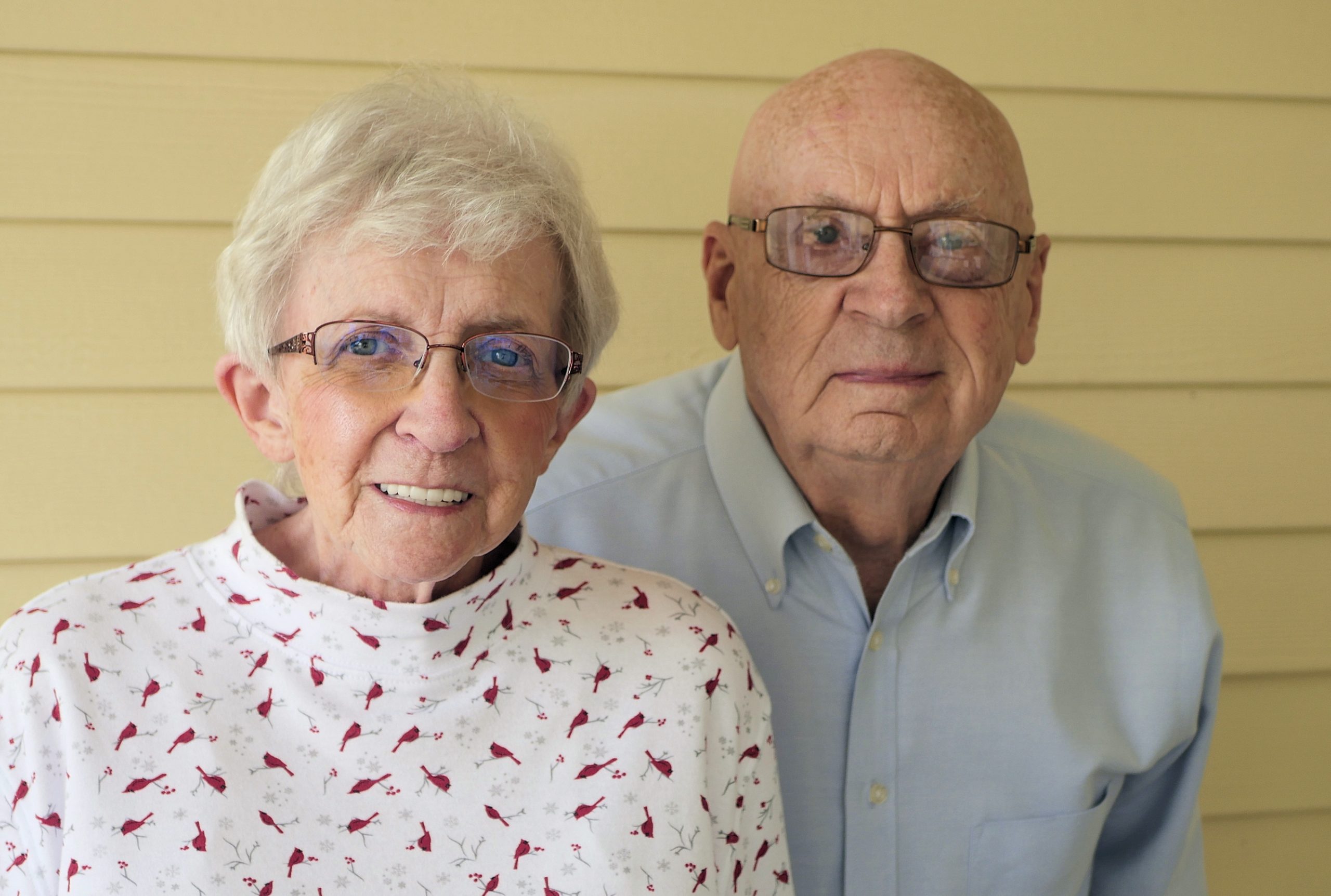 Libby and Harry Marker, Westmoreland retirement living residents, smile at the camera